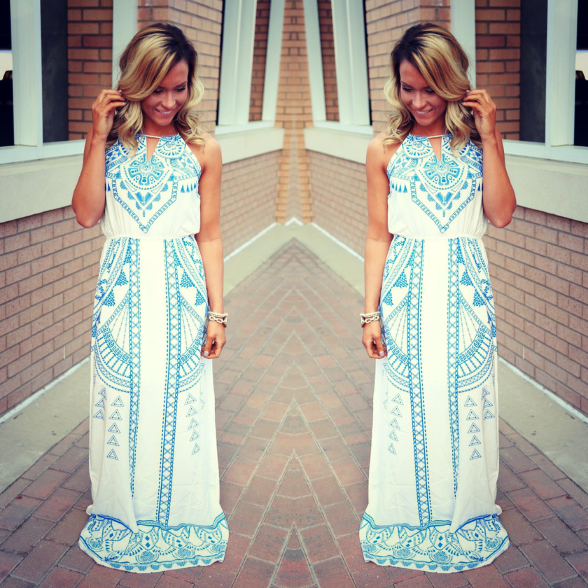 Full Of Life Maxi -Royal Blue and white maxi dress